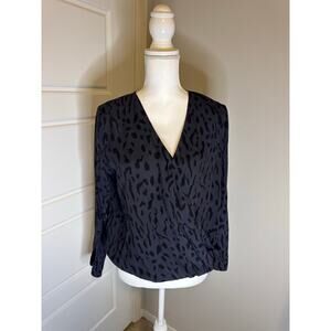 RAILS Size Small Long Sleeve Blouse Black and Gray Cheetah Print